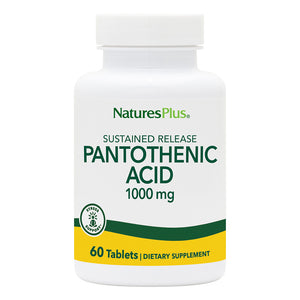 Frontal product image of Pantothenic Acid 1000 mg Sustained Release Tablets containing 60 Count