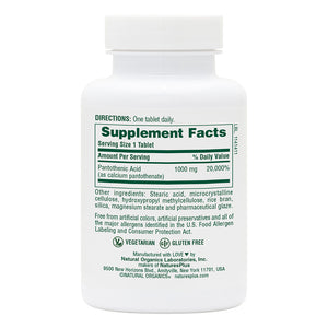 First side product image of Pantothenic Acid 1000 mg Sustained Release Tablets containing 60 Count
