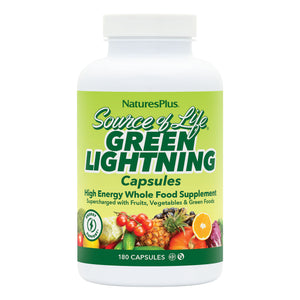 Frontal product image of Source of Life® Green Lightning® Capsules containing 180 Count