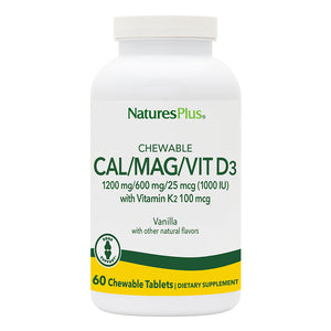 Frontal product image of Calcium/Magnesium/Vitamin D3 with Vitamin K2 Chewables - Vanilla containing 60 Count