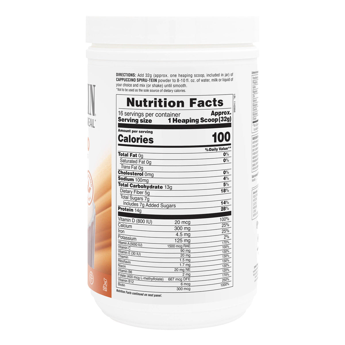 product image of SPIRU-TEIN® High-Protein Energy Meal** - Cappuccino containing 1.10 LB