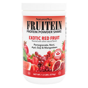 Frontal product image of FRUITEIN® Exotic Red Fruit Shake containing 1.30 LB