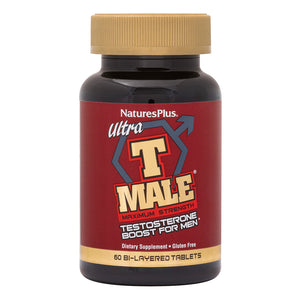 Frontal product image of Ultra T MALE® Extended Release Bi-Layer Tablets containing 60 Count