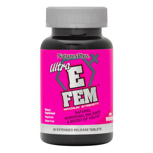 Frontal product image of Ultra E FEM™ Extended Release Tablets containing 90 Count