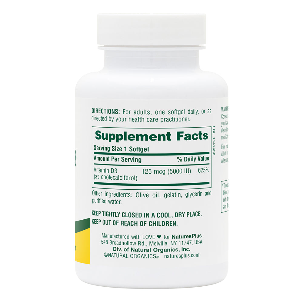 product image of Vitamin D3 5000 IU Softgels containing 60 Count