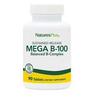 Frontal product image of Mega B-100 Sustained Release Tablets containing 90 Count