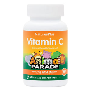Frontal product image of Animal Parade® Sugar-Free Vitamin C Children’s Chewables containing 90 Count