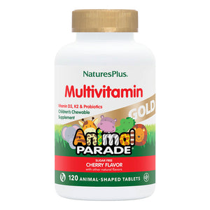 Frontal product image of Animal Parade® GOLD Multivitamin Children’s Chewables - Cherry containing 120 Count