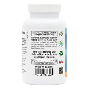 Second side product image of KalmAssure® Magnesium Capsules containing 120 Count