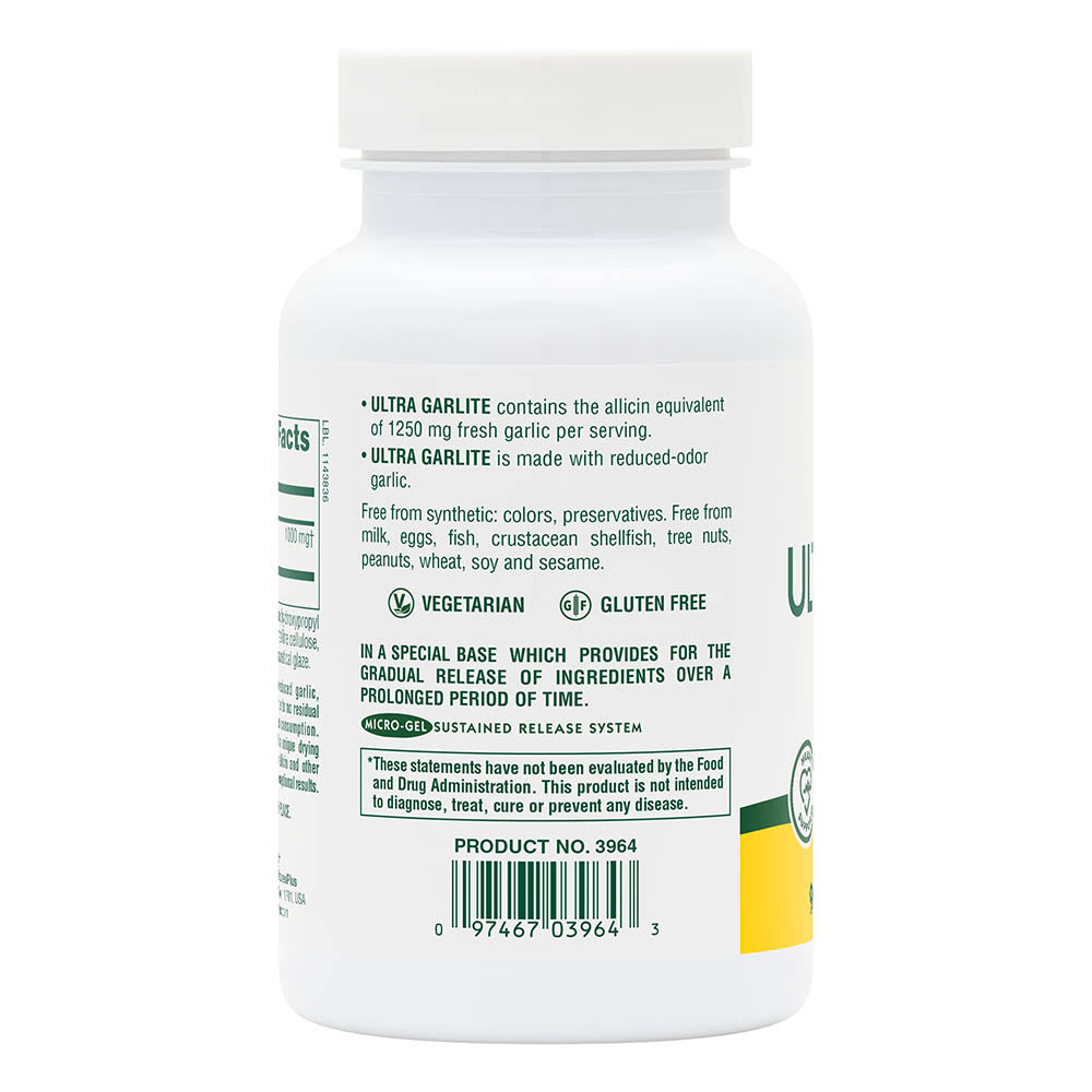 product image of Ultra Garlite® 1000 mg Sustained Release Tablets containing 90 Count