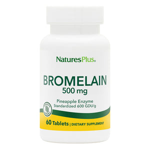 Frontal product image of Bromelain 500 mg Tablets containing 60 Count