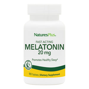 Frontal product image of Melatonin 20 mg Tablets containing 90 Count