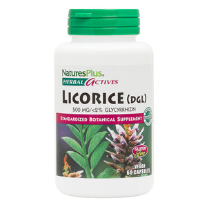 Frontal product image of Herbal Actives Licorice DGL Capsules containing 60 Count