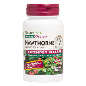 Frontal product image of Herbal Actives Hawthorne Extended Release Tablets containing 30 Count