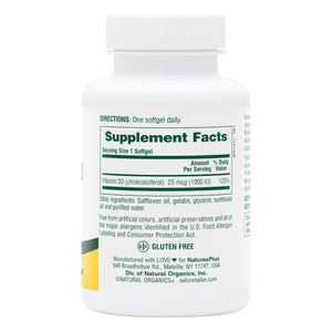 First side product image of Vitamin D3 1000 IU Softgels containing 180 Count