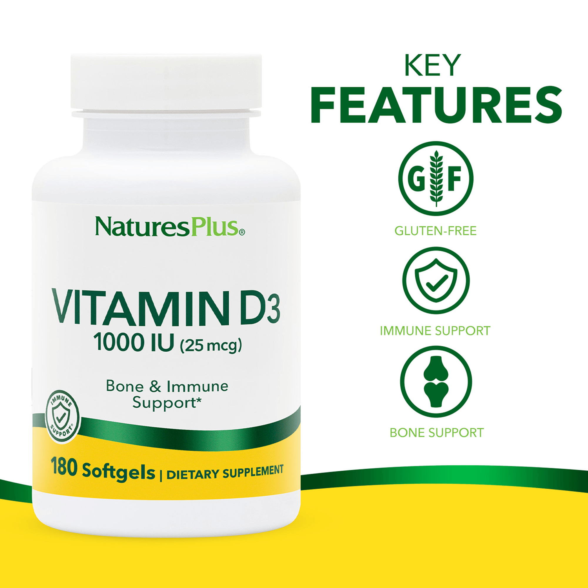 Vitamin D3 1000 IU Softgels - 180 Count