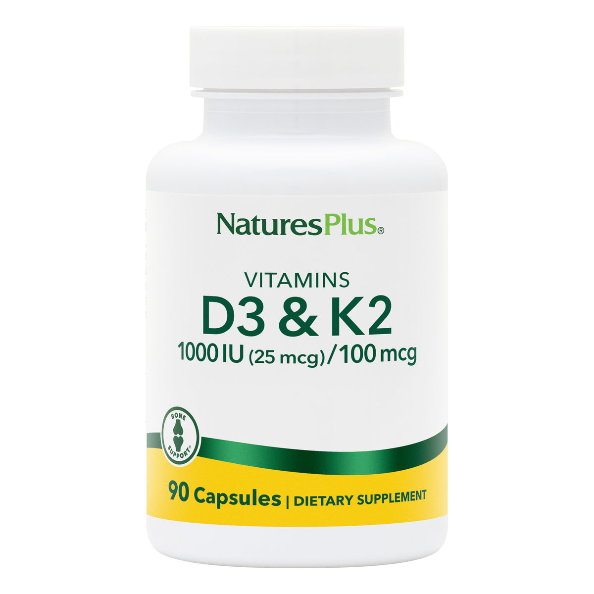 product image of Vitamin D3 1000 IU/Vitamin K2 100 mcg Capsules containing 90 Count