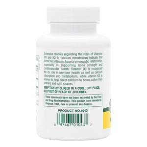 Second side product image of Vitamin D3 1000 IU/Vitamin K2 100 mcg Capsules containing 90 Count