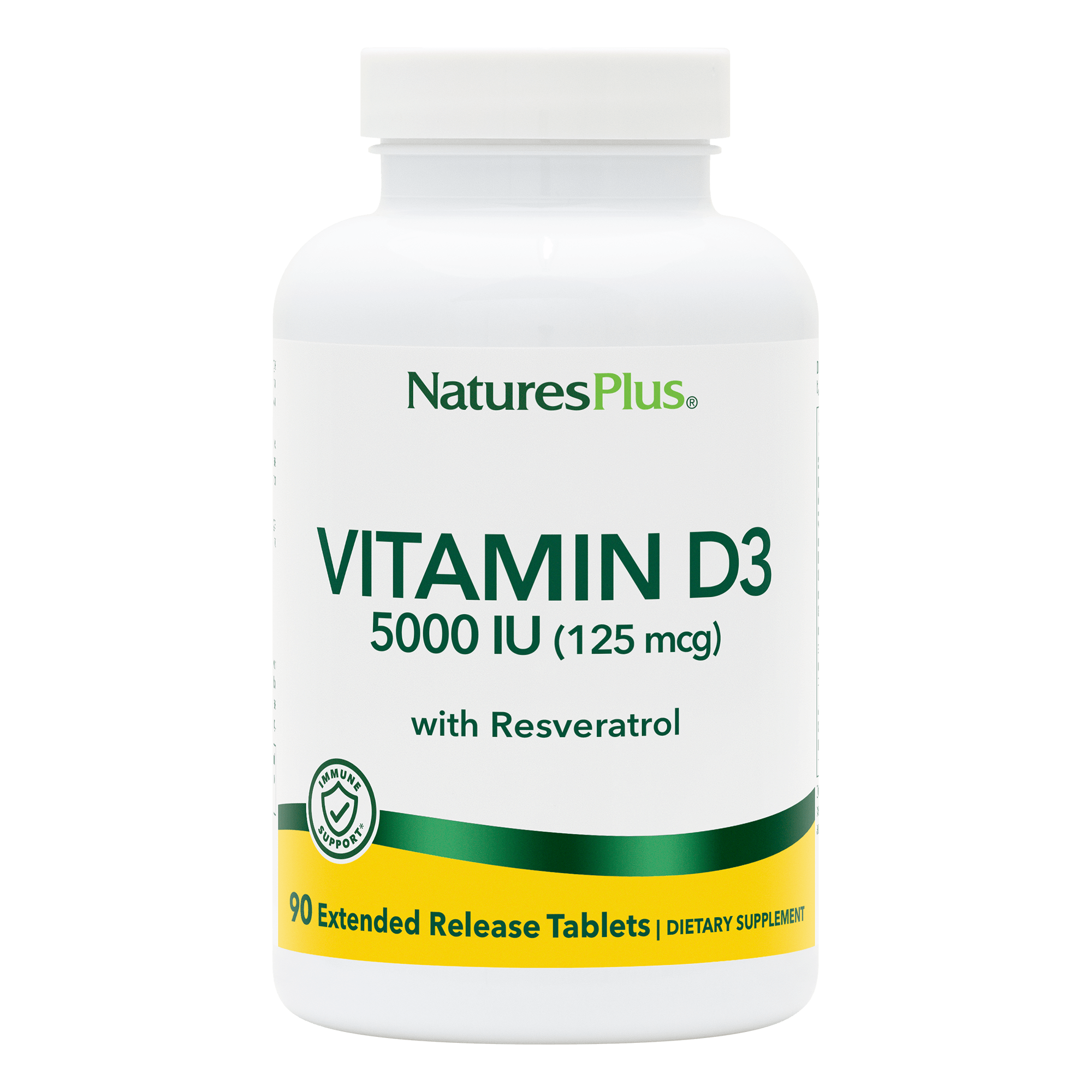 Vitamin D3 5000 IU with 25 mg Resveratrol Extended Release Tablets - 90 Count