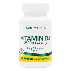 Frontal product image of Vitamin D3 2500 IU containing 90 Count