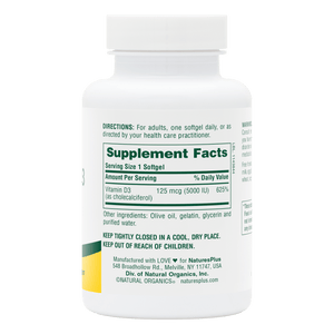 First side product image of Vitamin D3 5000 IU Softgels containing 60 Count
