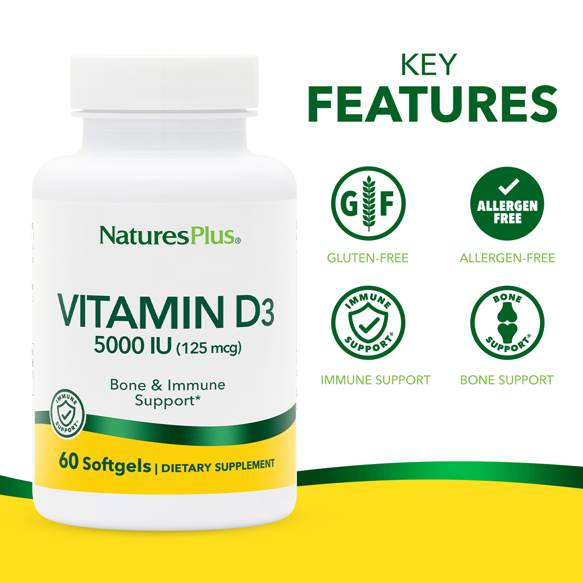 Vitamin D3 5000 IU Softgels - 60 Count