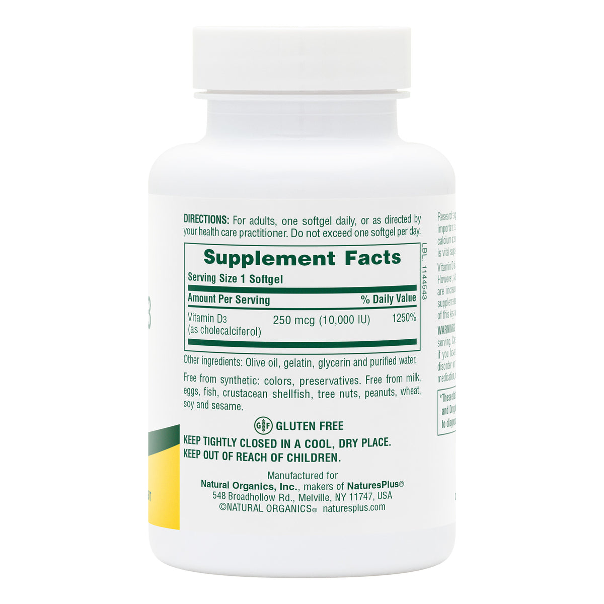 product image of Vitamin D3 10,000 IU Softgels containing 60 Count