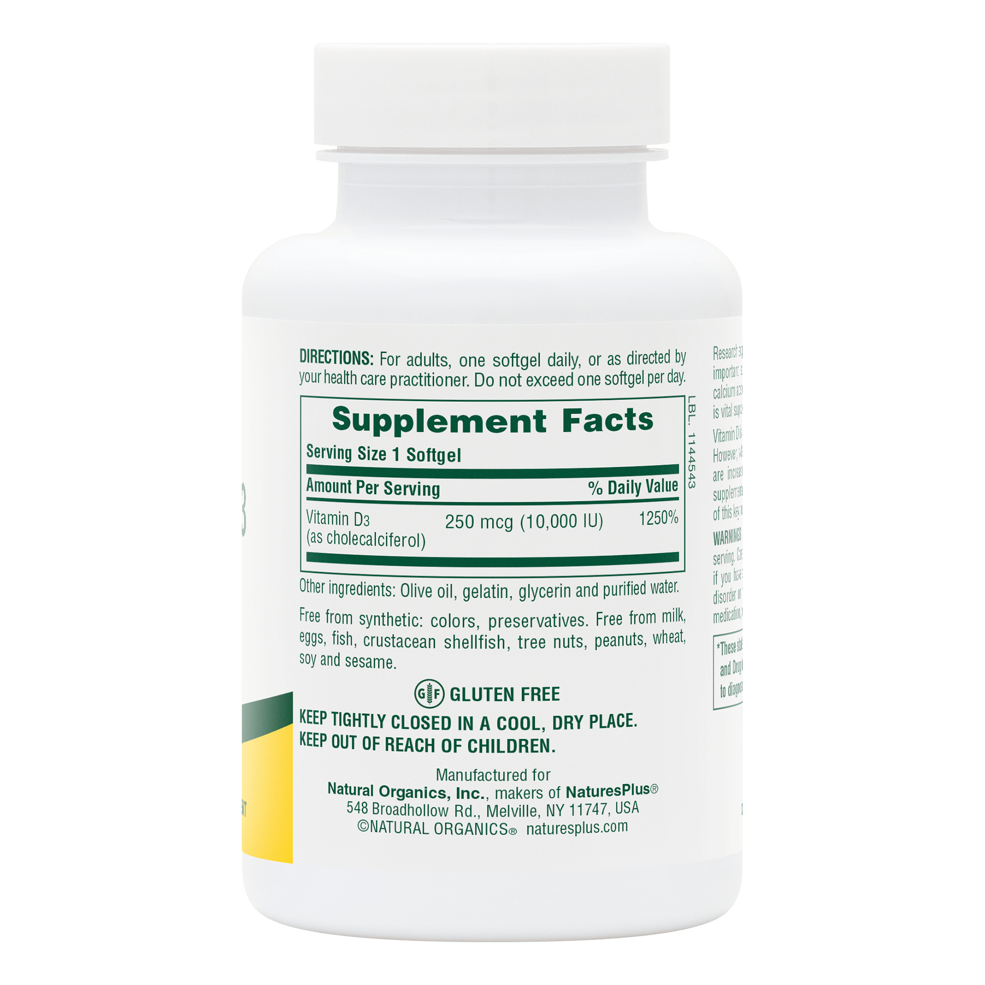 Vitamin D3 10,000 IU Softgels - 60 Count