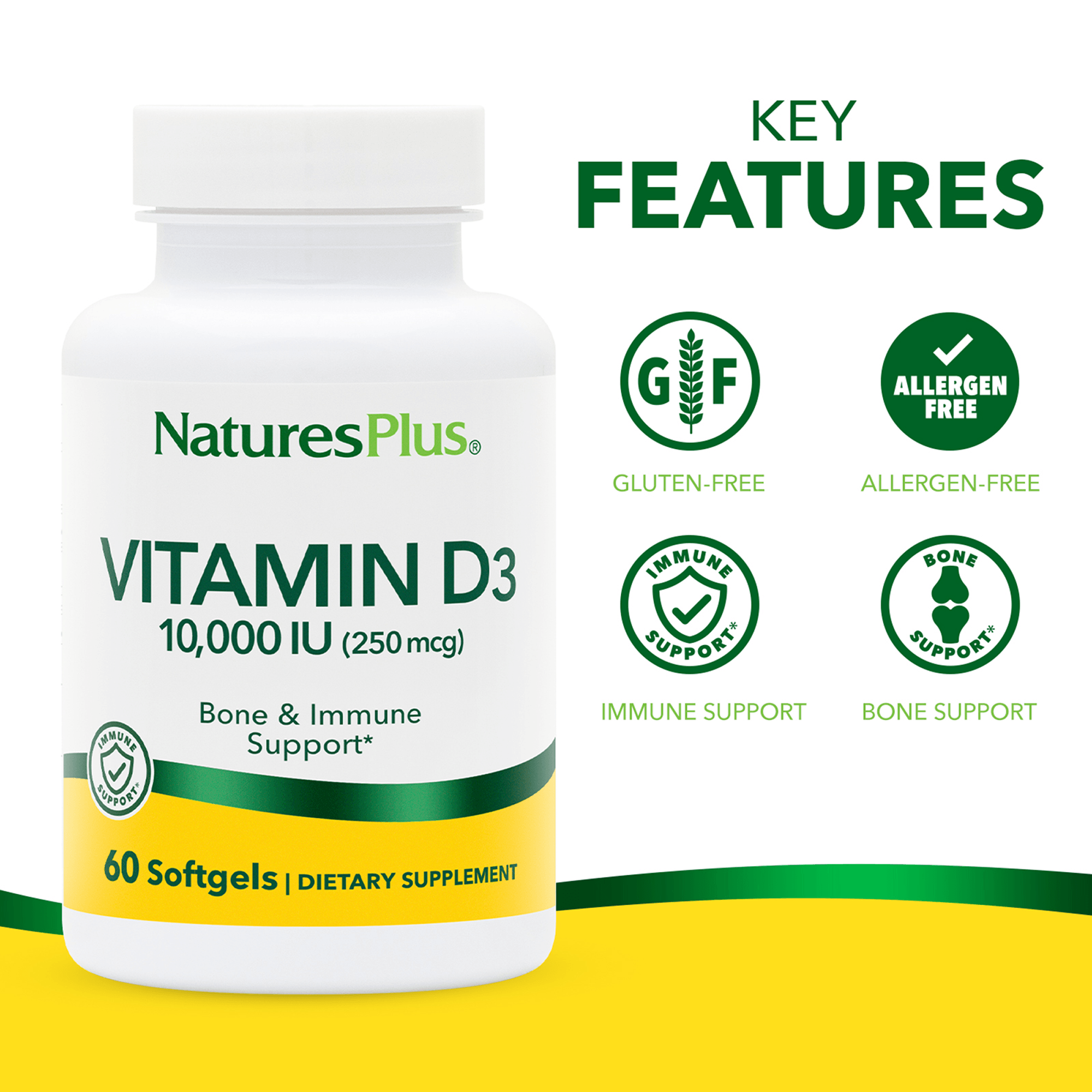 Vitamin D3 10,000 IU Softgels - 60 Count