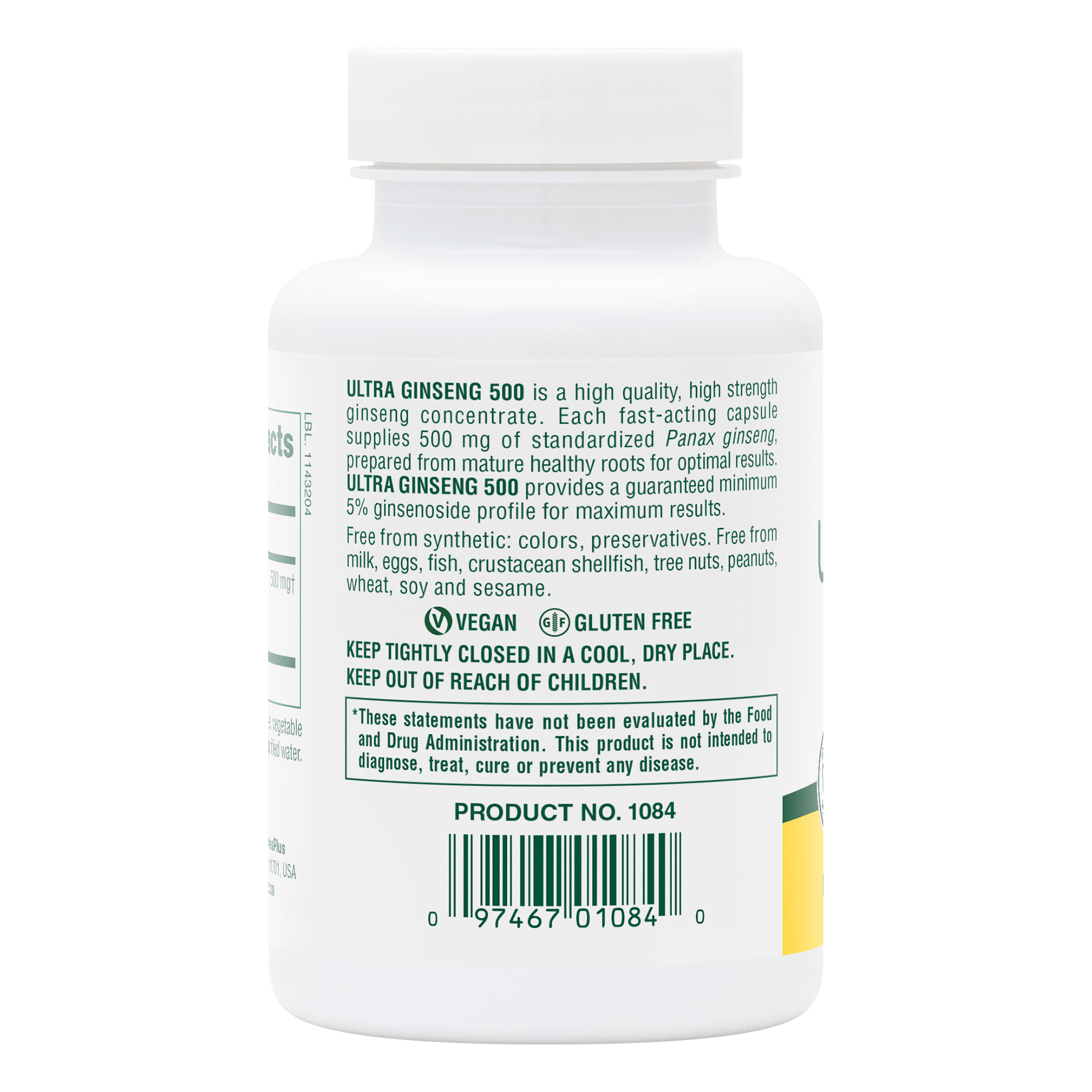 Ultra Ginseng 500 Capsules - 60 Count
