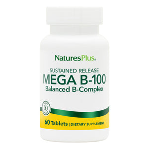 Frontal product image of Mega B-100 Sustained Release Tablets containing 60 Count