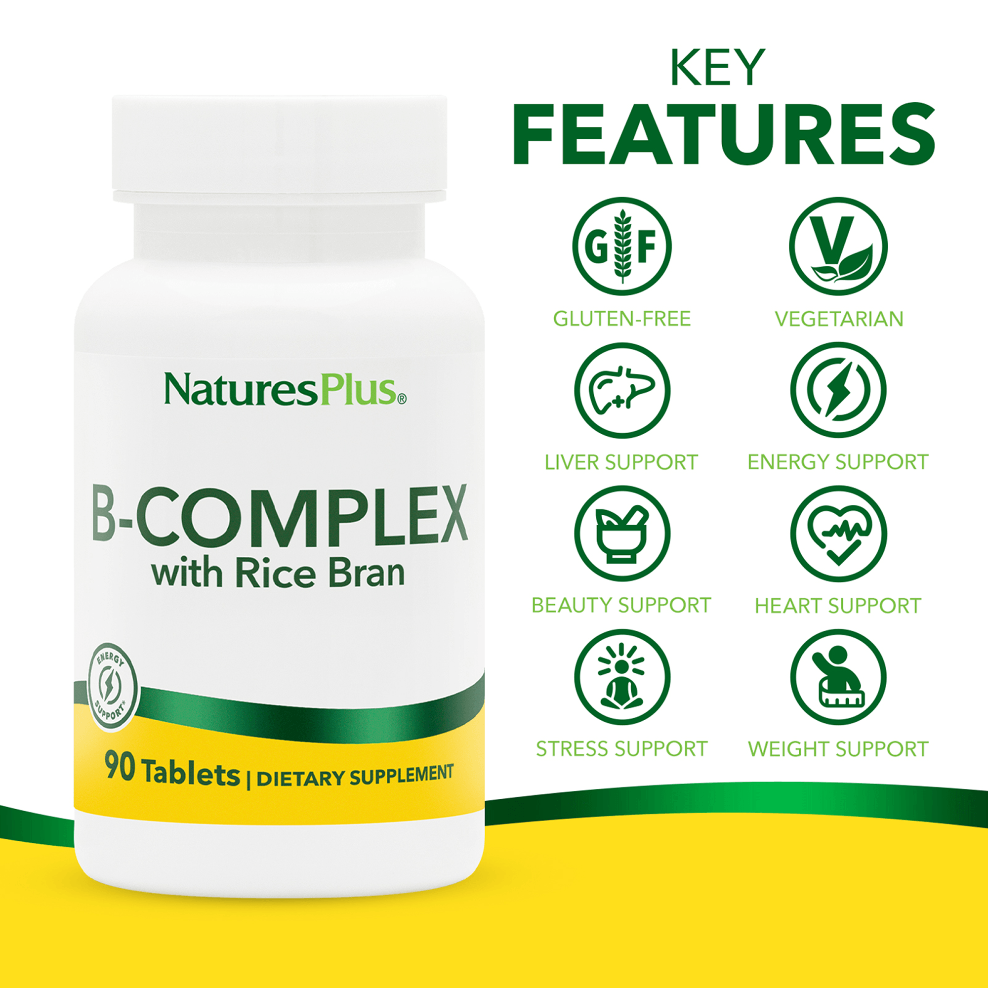 B-Complex with Rice Bran Tablets - 90 Count