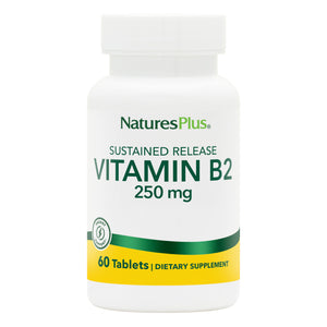 Frontal product image of Vitamin B2 250 mg Sustained Release Tablets containing 60 Count