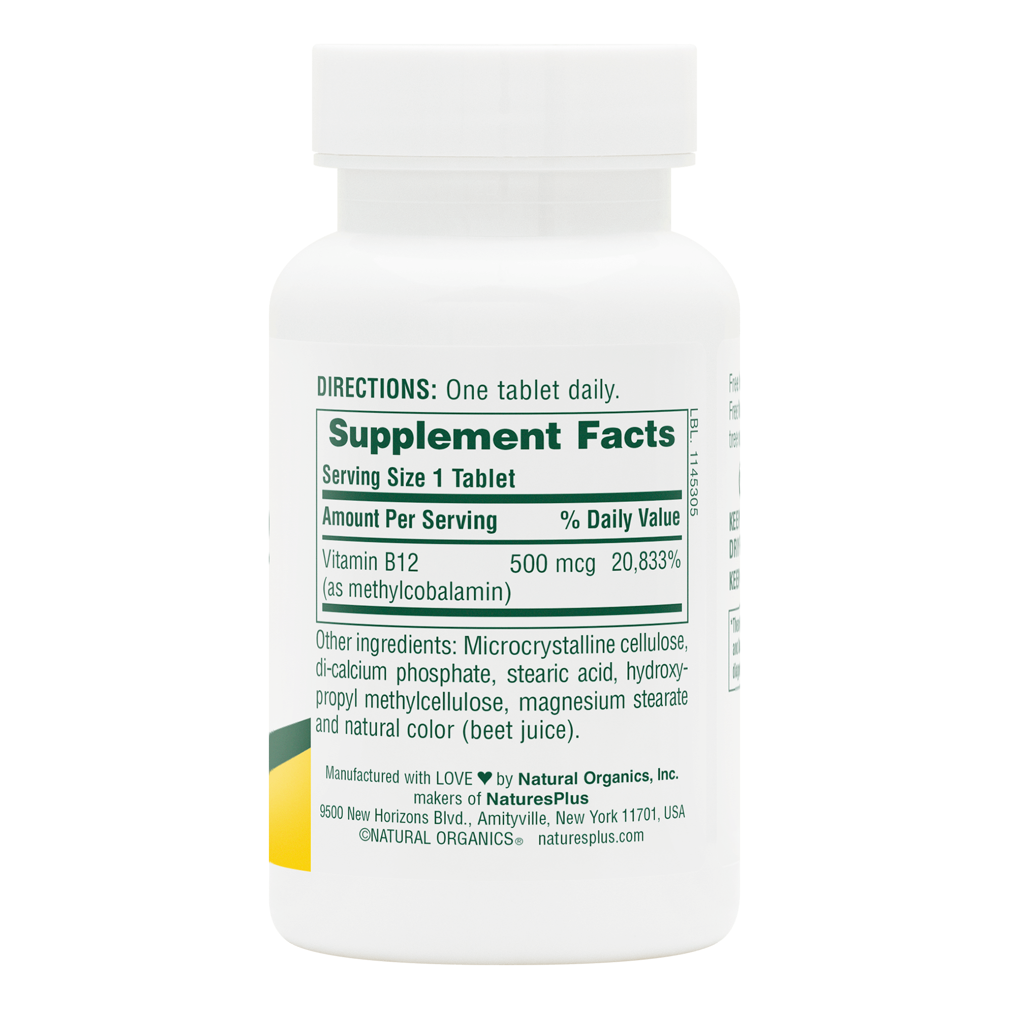 Vitamin B12 500 mcg Tablets - 90 Count