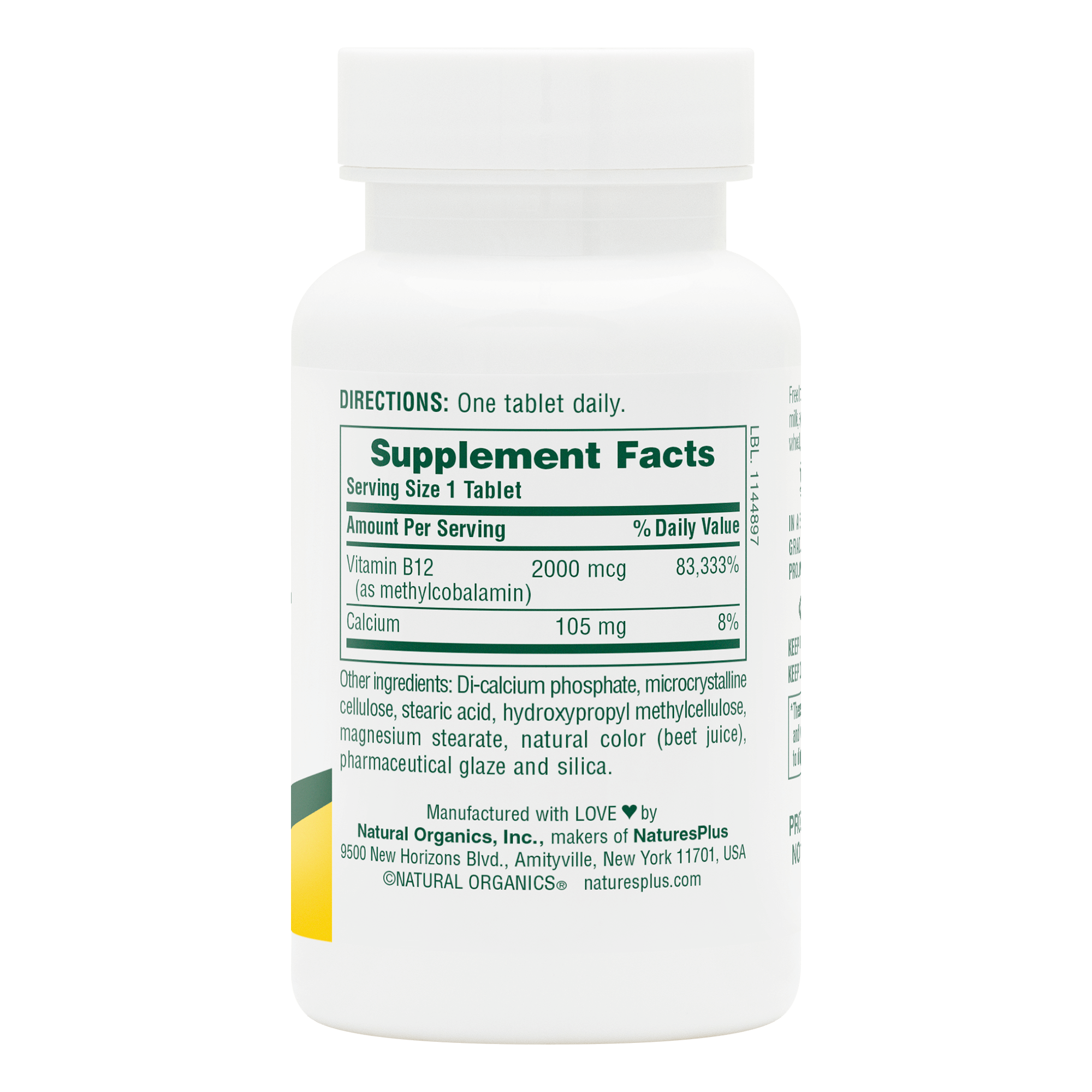 Vitamin B12 2000 mcg Sustained Release Tablets - 60 Count