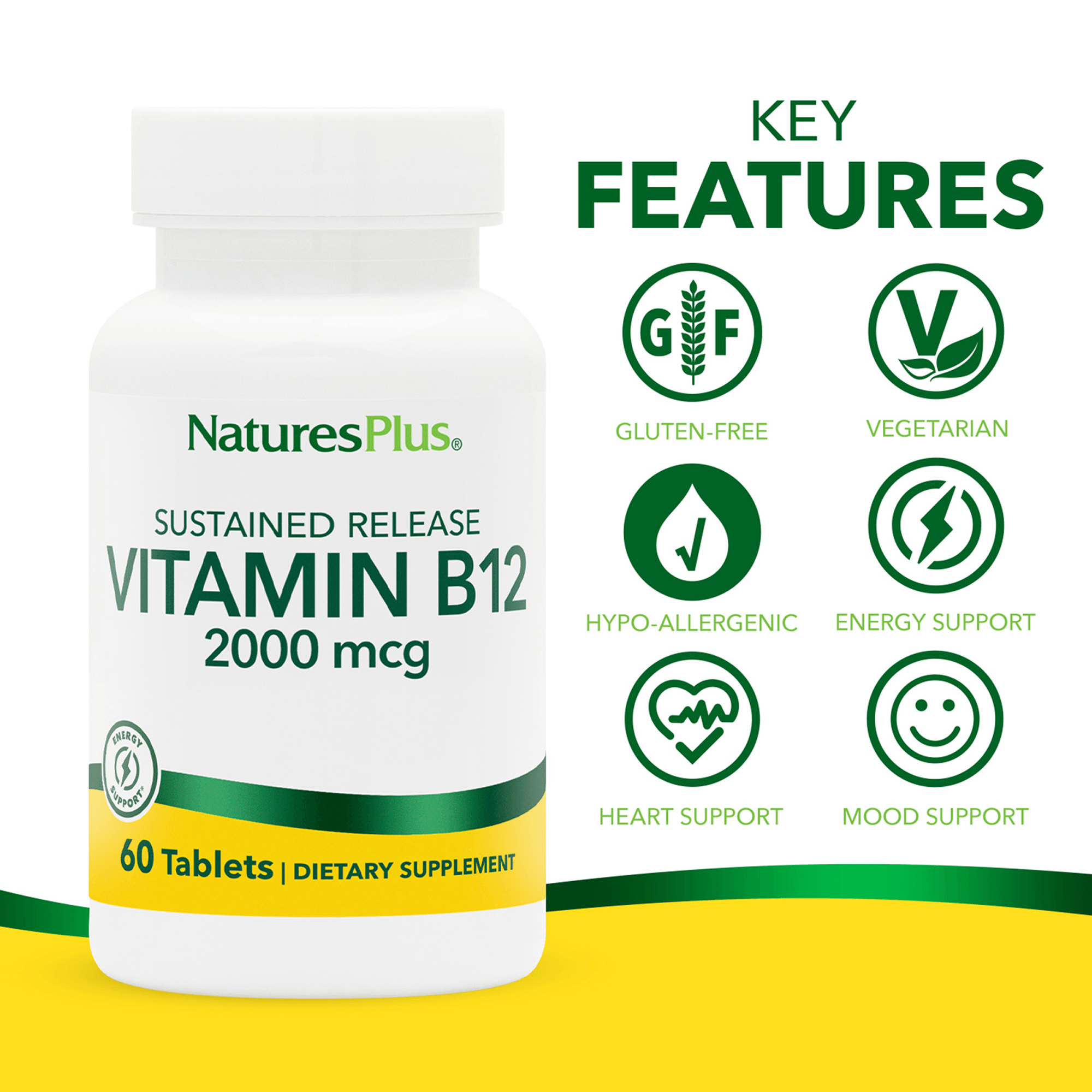 Vitamin B12 2000 mcg Sustained Release Tablets - 60 Count