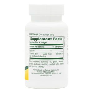 First side product image of Shot-O-B12® 5000 mcg Softgels containing 30 Count