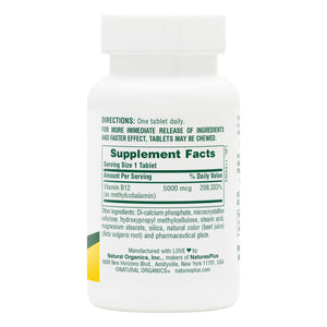 First side product image of Shot-O-B12® 5000 mcg Sustained Release Tablets containing 30 Count