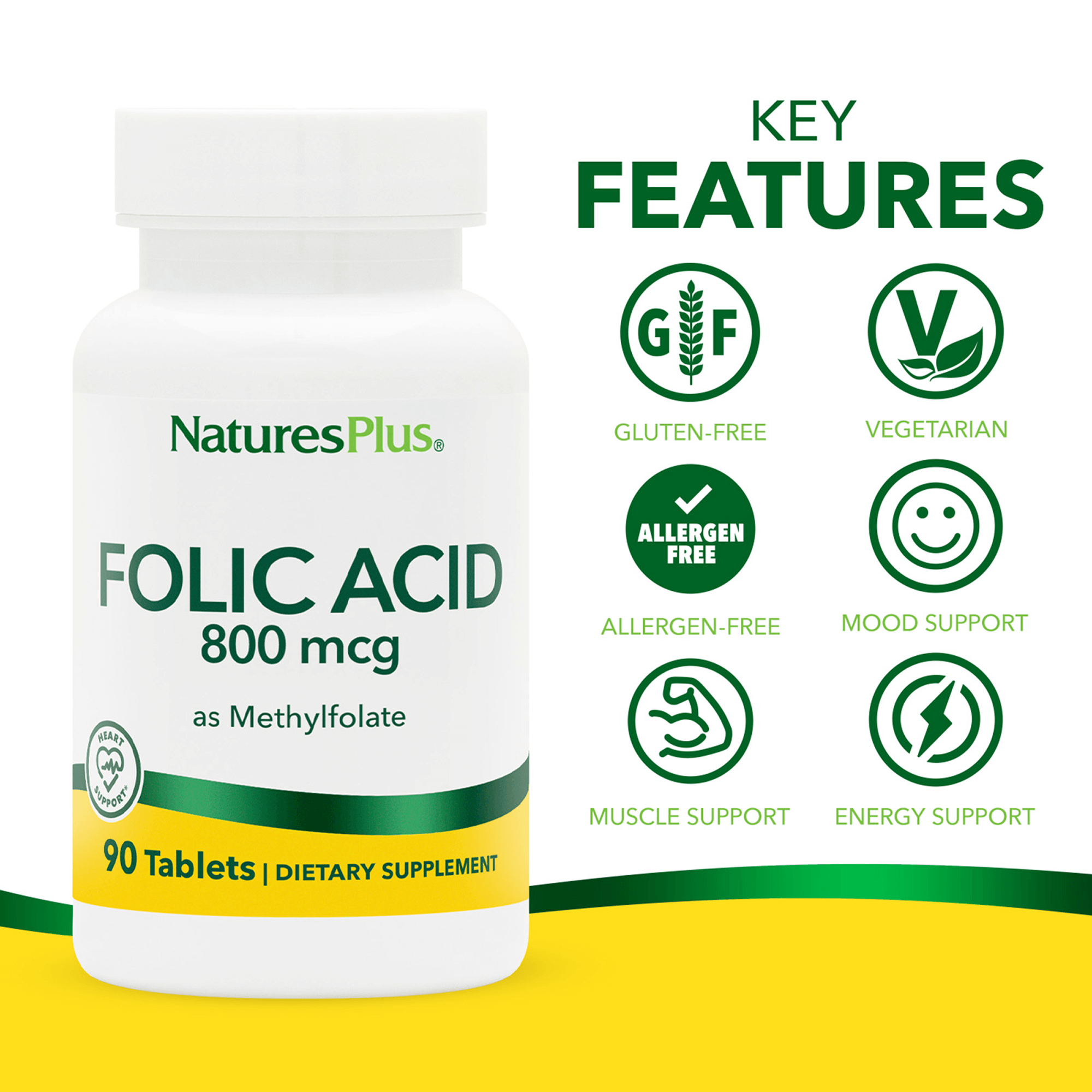 Folic Acid 800 mcg Tablets - 90 Count