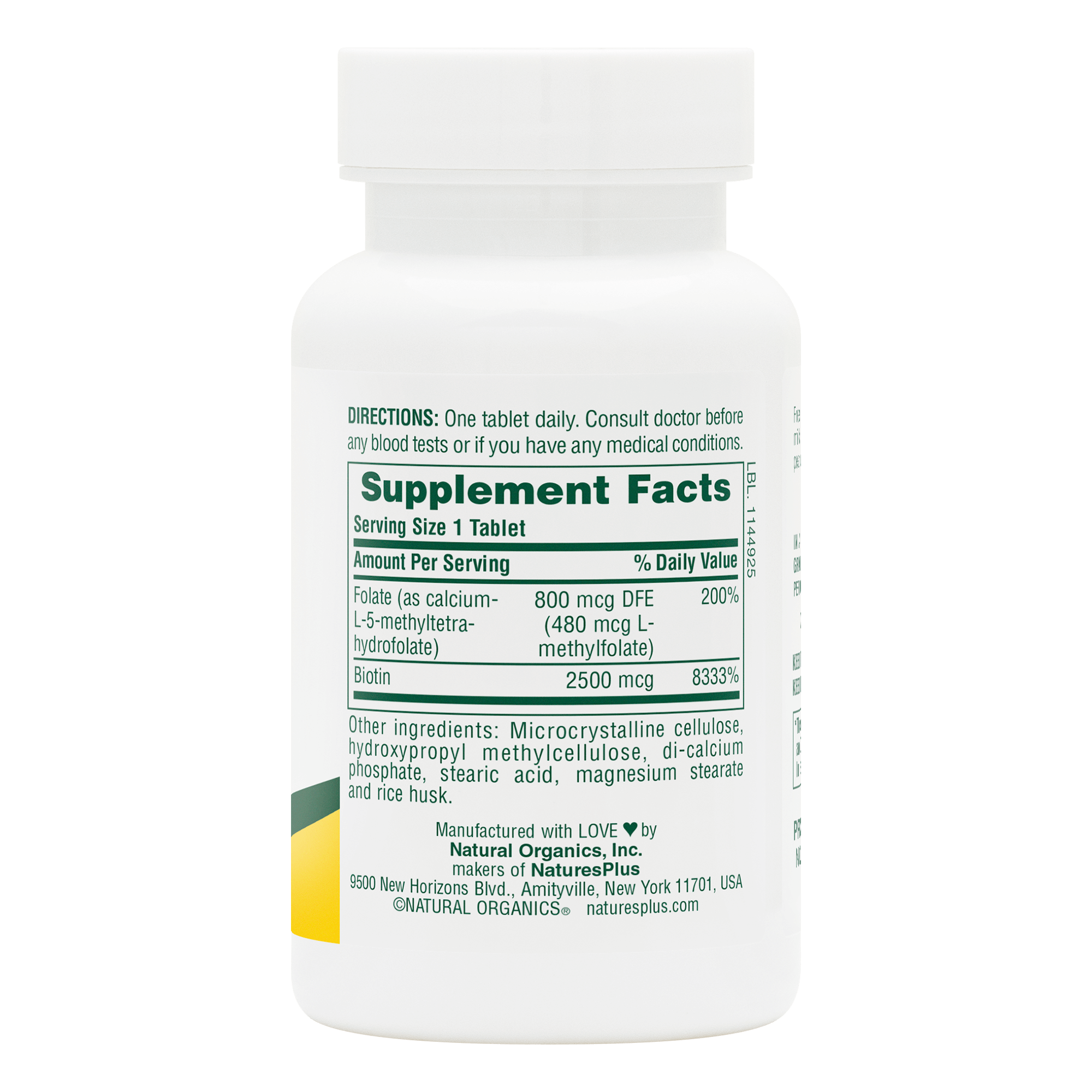 Biotin & Folic Acid (Folate) Sustained Release Tablets - 30 Count