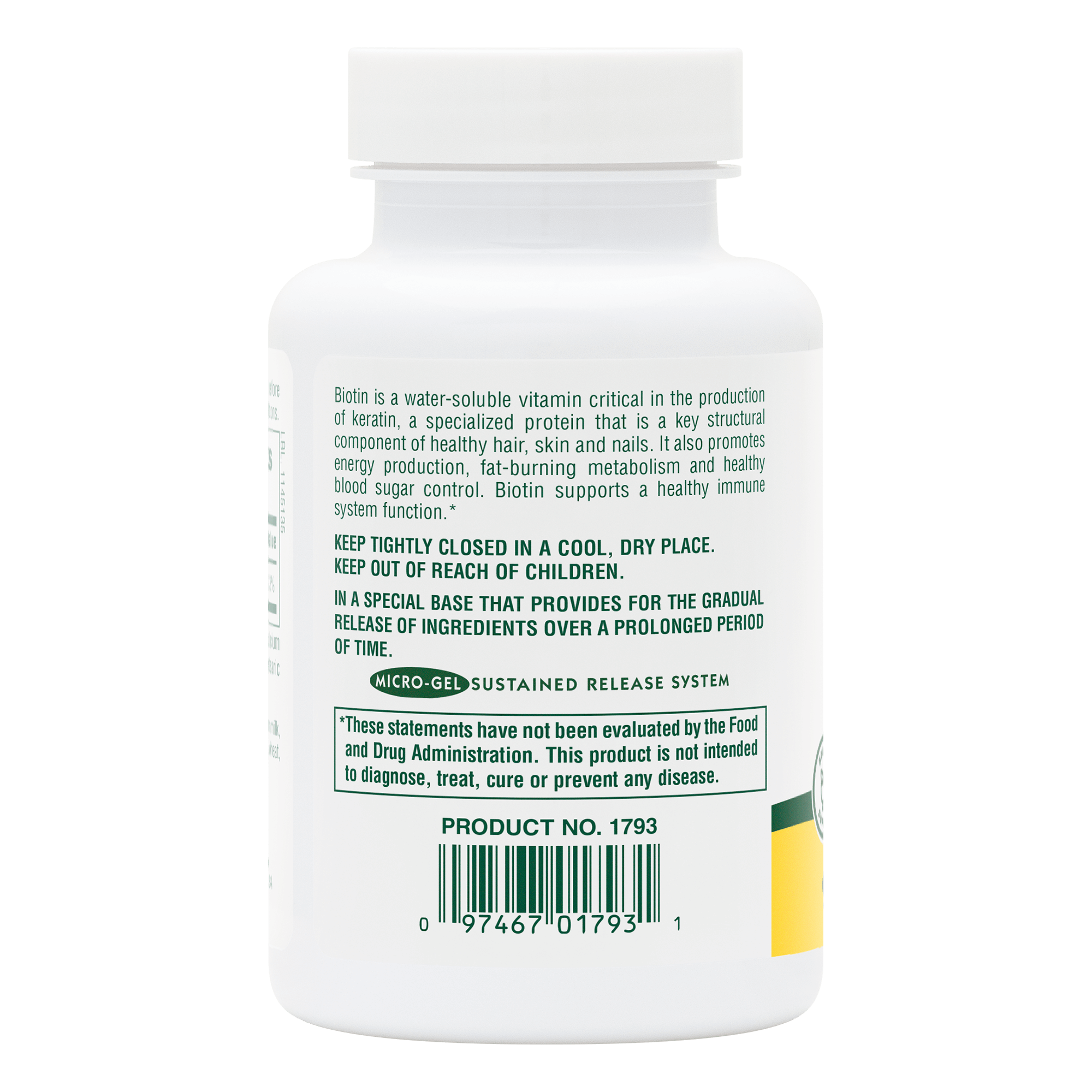 Biotin 10,000 MCG Tablets - 90 Count