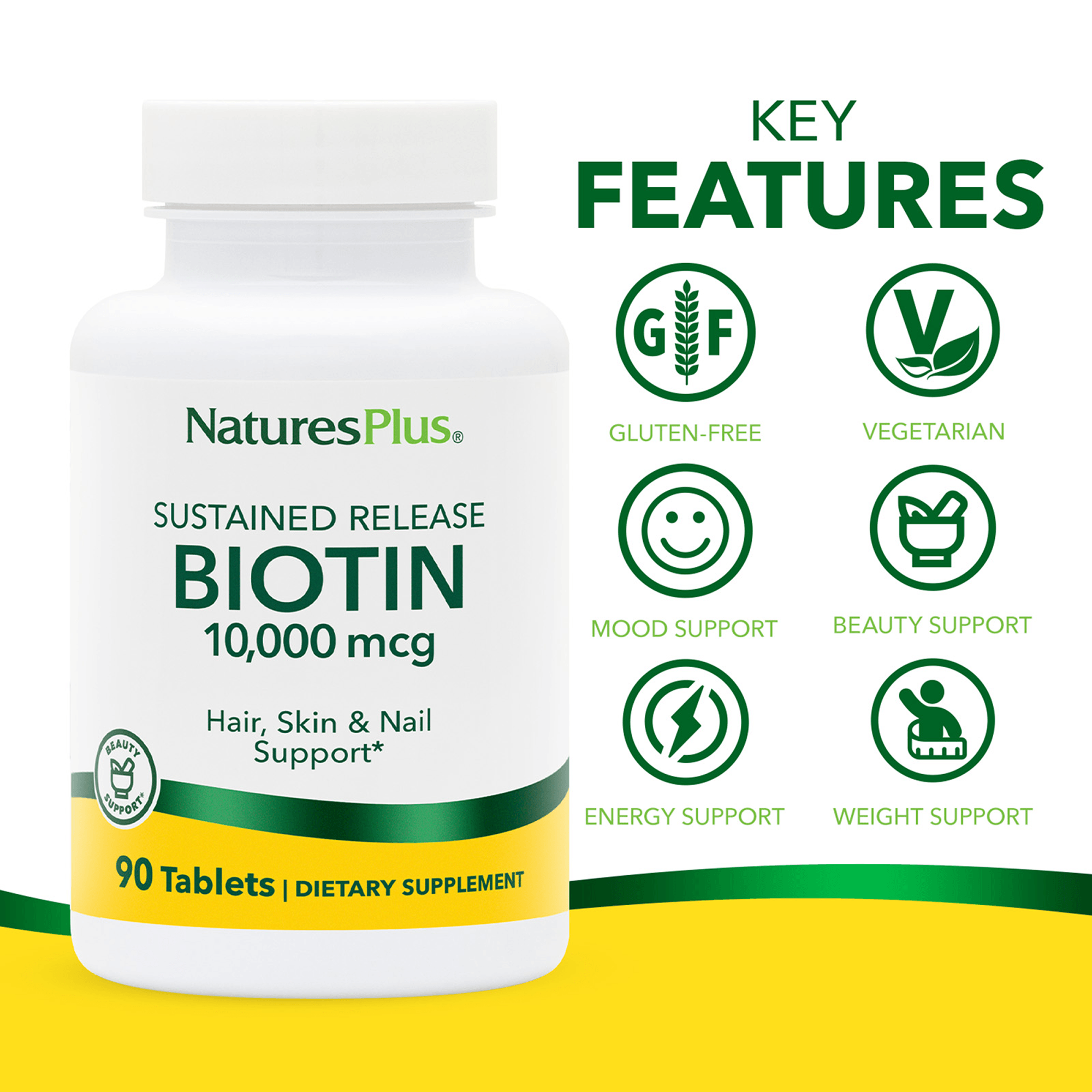 Biotin 10,000 MCG Tablets - 90 Count