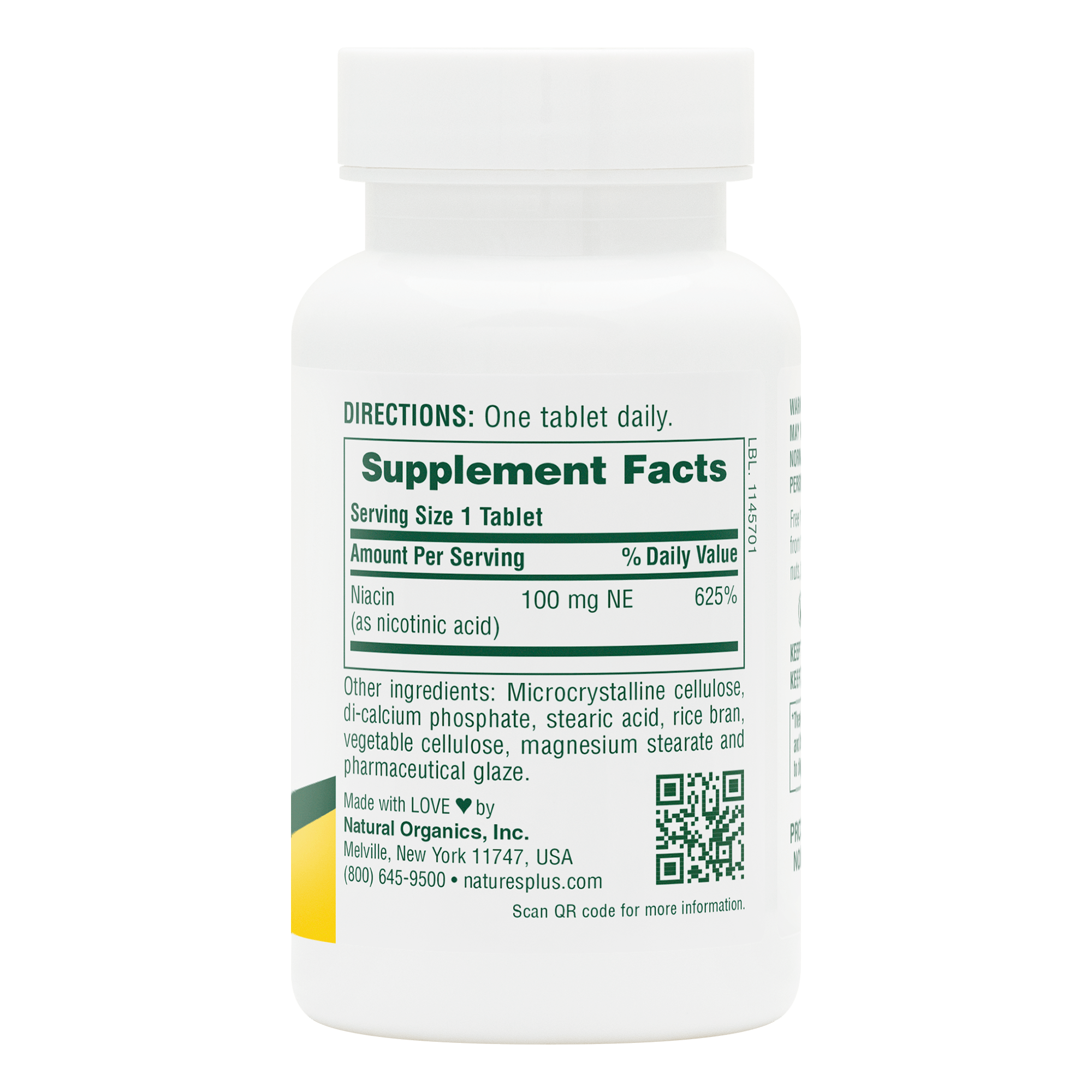 Niacin 100 mg Tablets - 90 Count