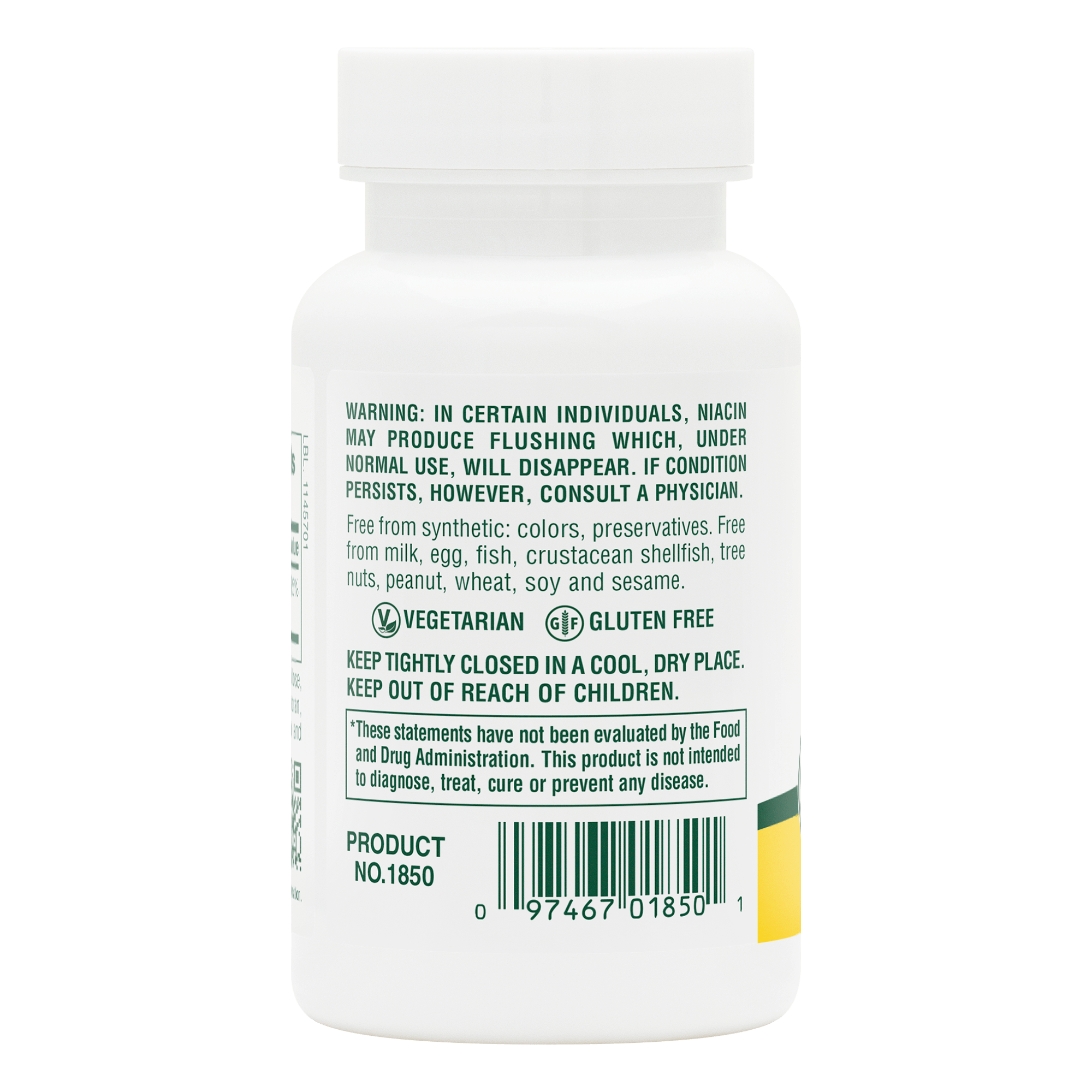 Niacin 100 mg Tablets - 90 Count