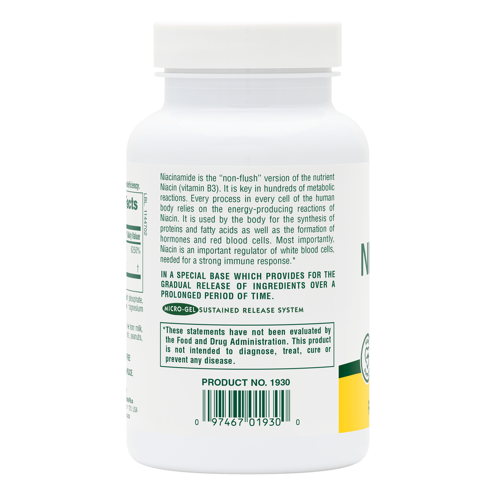 Niacinamide 1000 mg Sustained Release Tablets - 90 Count