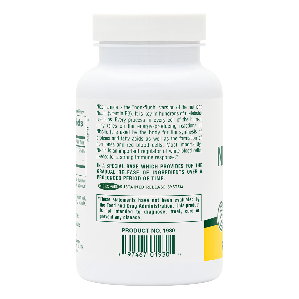 product image of Niacinamide 1000 mg Sustained Release Tablets containing 90 Count