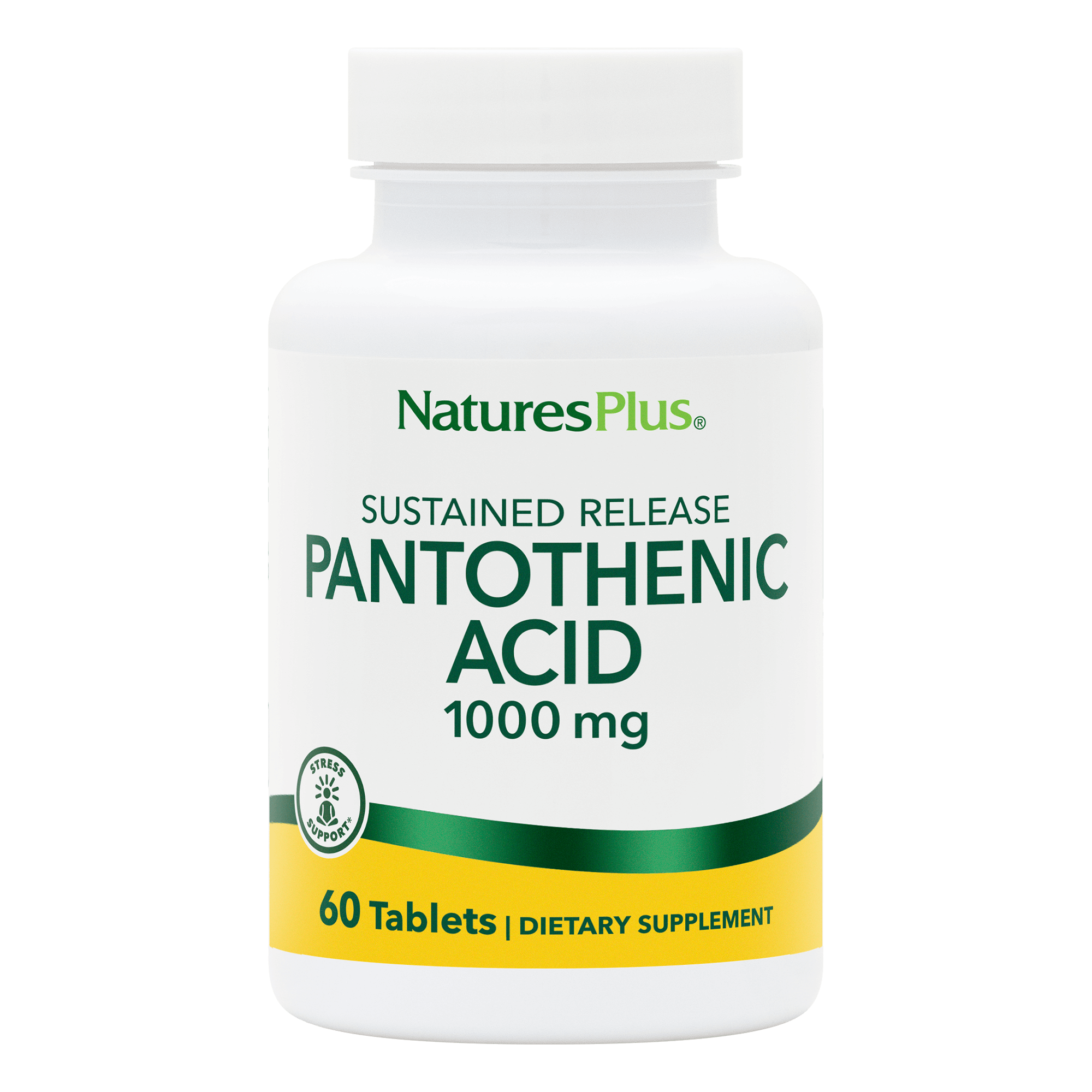Pantothenic Acid 1000 mg Sustained Release Tablets - 60 Count
