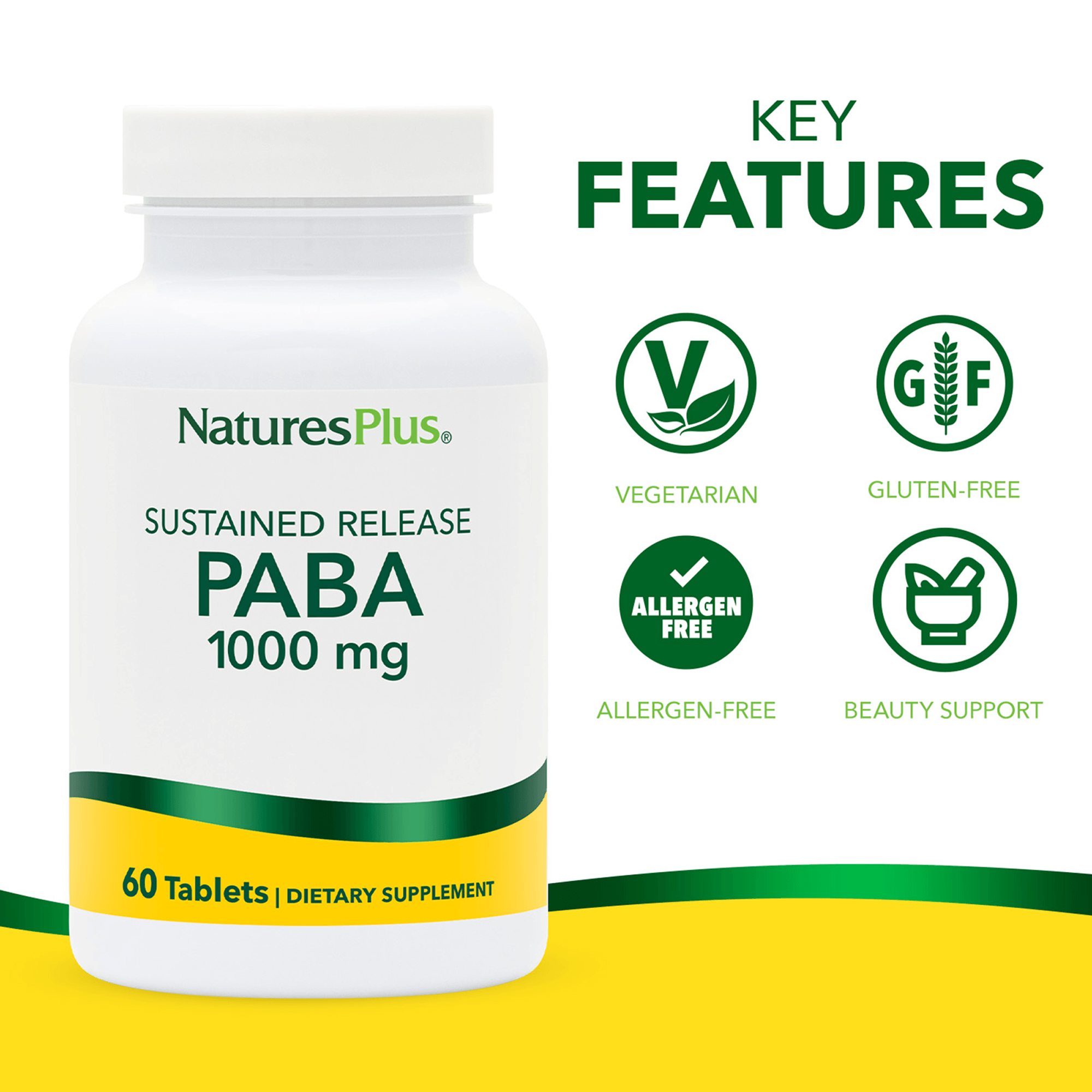 PABA 1000 mg Sustained Release Tablets - 60 Count