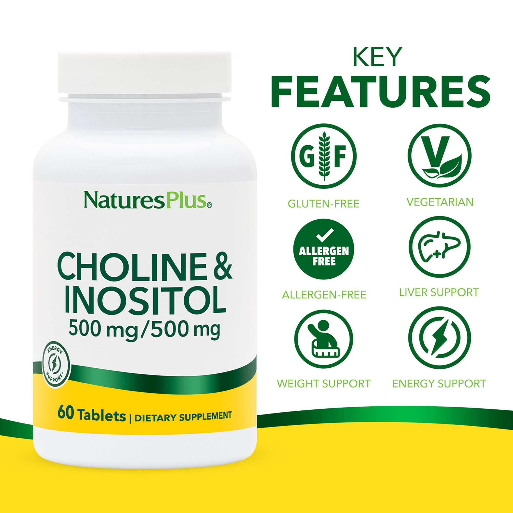 Choline & Inositol 500 mg Tablets - 60 Count