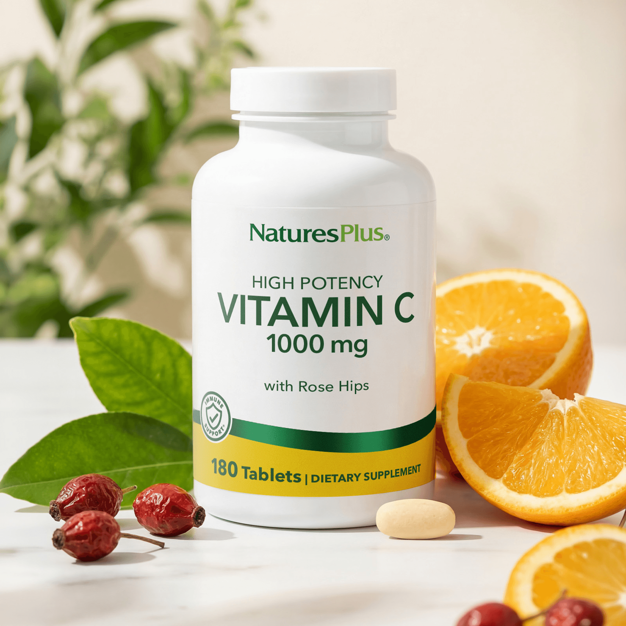 Vitamin C 1000 mg with Rose Hips Tablets - 180 Count